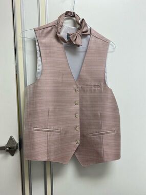 Satin-Lined Dusty Rose Vest with Matching Bow tie